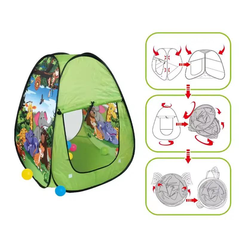 Kids Play Tent with Balls - 2 Styles - Pink Unicorn & Green Dinosaur