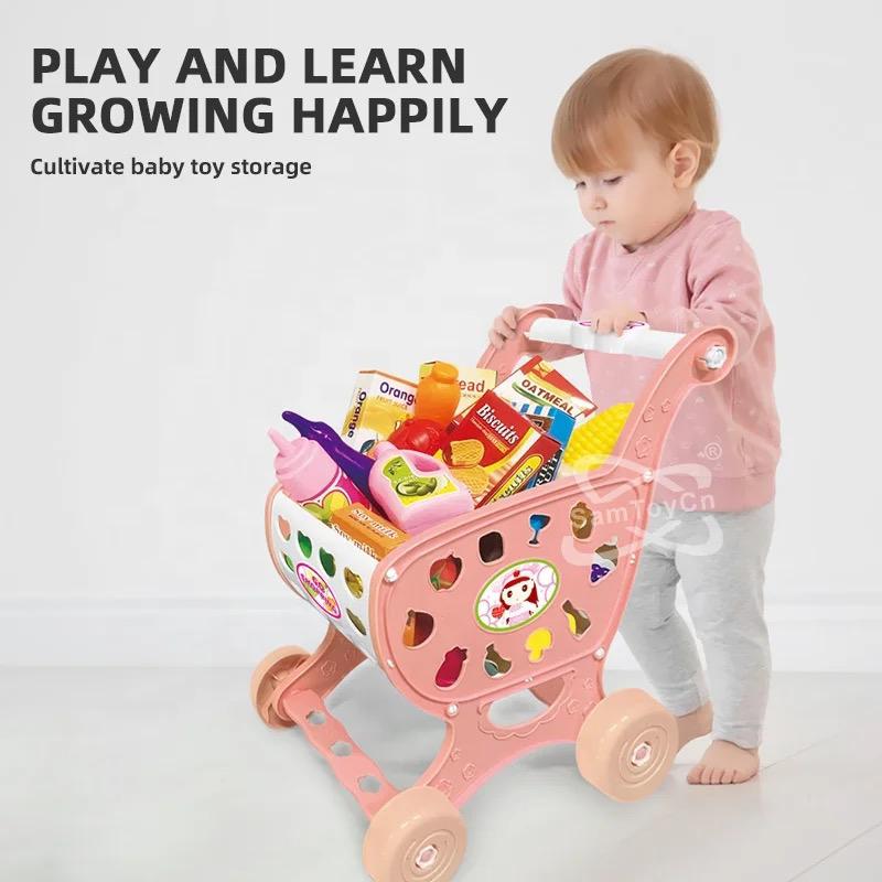 Pretend Play Shopping Trolley & Groceries Play Set