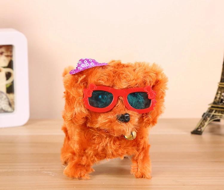 Fluffy Fashion Doggy Toy Pet with Hat, Skirt & Glasses