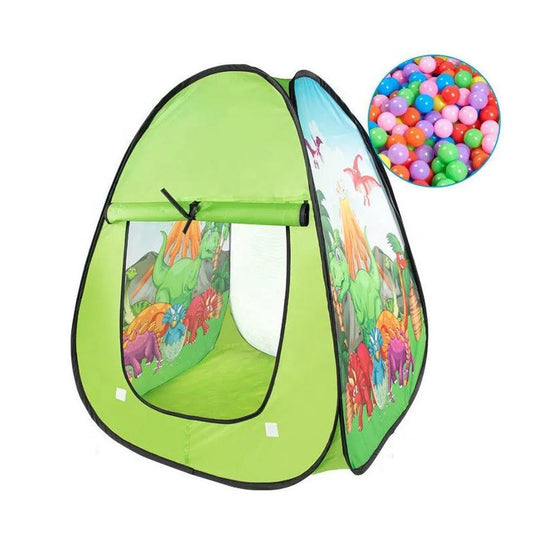 Kids Play Tent with Balls - 2 Styles - Pink Unicorn & Green Dinosaur