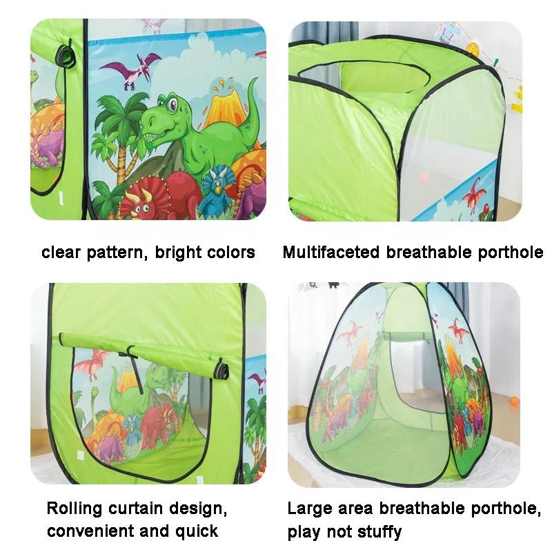 Kids Play Tent with Balls - 2 Styles - Pink Unicorn & Green Dinosaur
