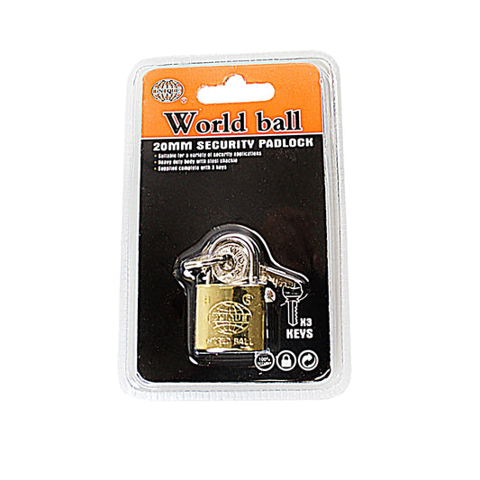 25mm Heavy Duty World Ball Unique Padlock 3 Keys Attached Diy 0243 A