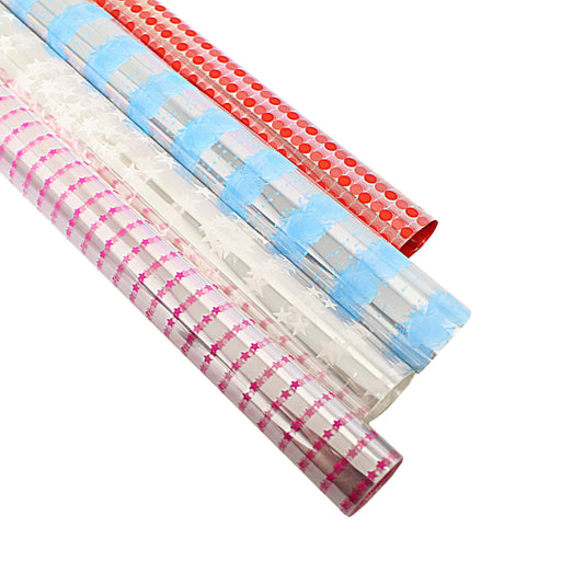 Colourful Clear Transparent Cellophane Gift Bouquet Wrap Assorted Designs and Colours 70cm x 2m 1222