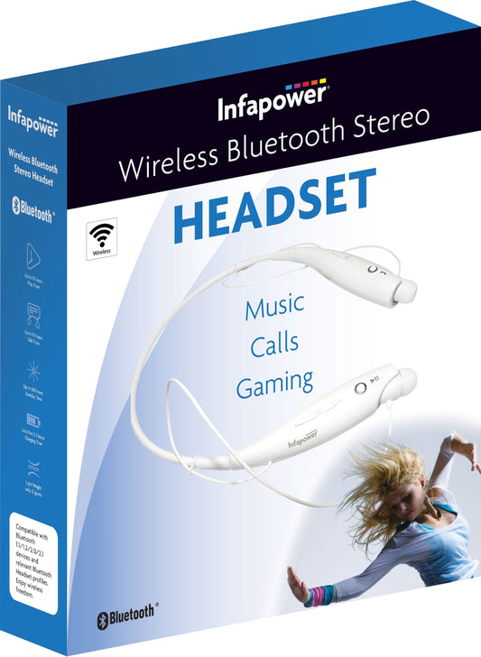 Wireless Bluetooth Neck Earphones Headset For Music Calls Gaming White