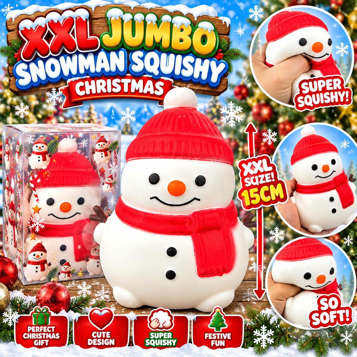 XXL Jumbo Squishy Snowman Fidget Sensory Squishy Toy