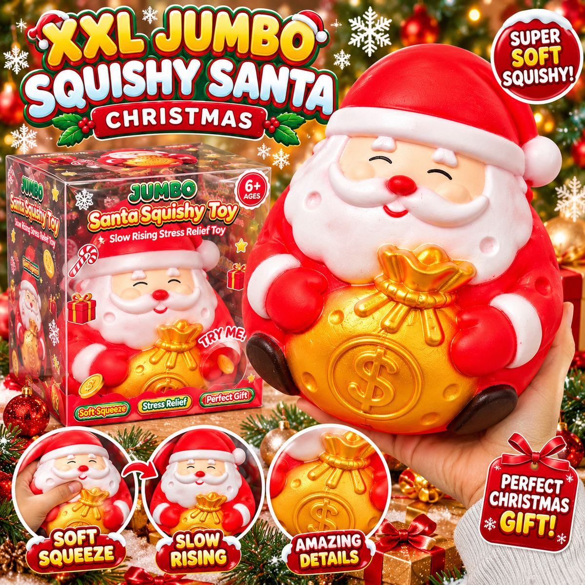 XXL Jumbo Squishy Santa Fidget Sensory Squishy Toy