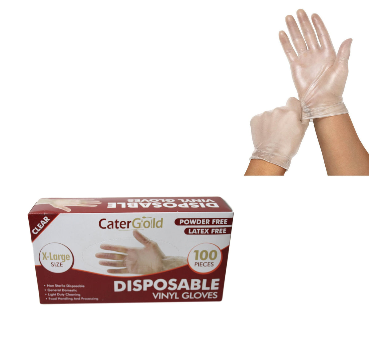 100 Vinyl Examination Gloves Clear Extra Large