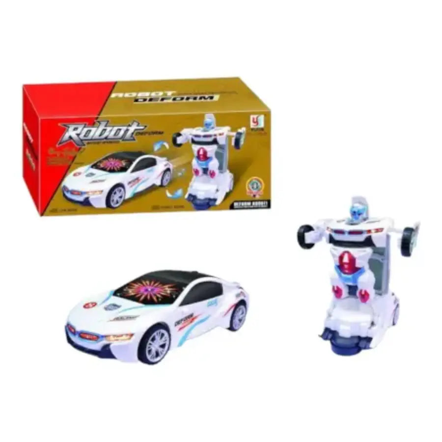 Transforming Robot Car for Kids: 2-in-1 Toy with Bump & Go Action, 3D Lights, Music, and Auto Conversion