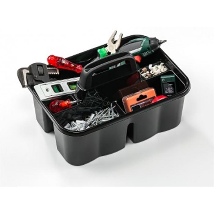 Plastic 3 Division Builder Tool Kitchen Organiser with Handle Assorted Colours D07404