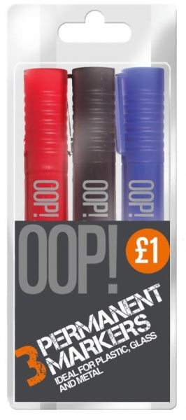 OOP! Permanent Markers Pack of 3 Assorted Colours A2413