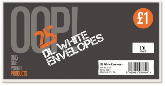 Oop! Dl White Envelopes Pack Of 25
