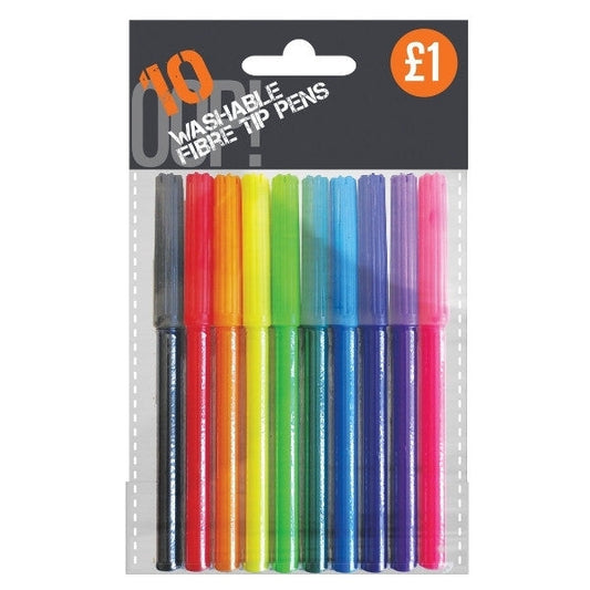 OOP! Coloured Fibre Pens Pack of 10 Assorted Colours A2454