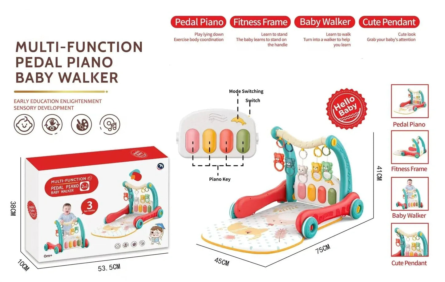 Multi-Functional Pedal Piano Baby Walker