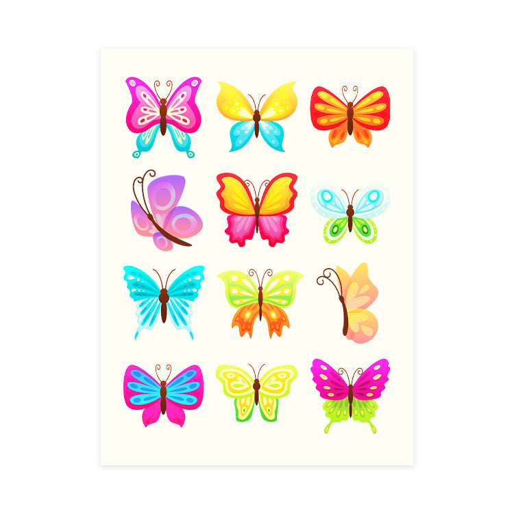 Mini Butterfly Tattoo Sheet (12 Tattoos)