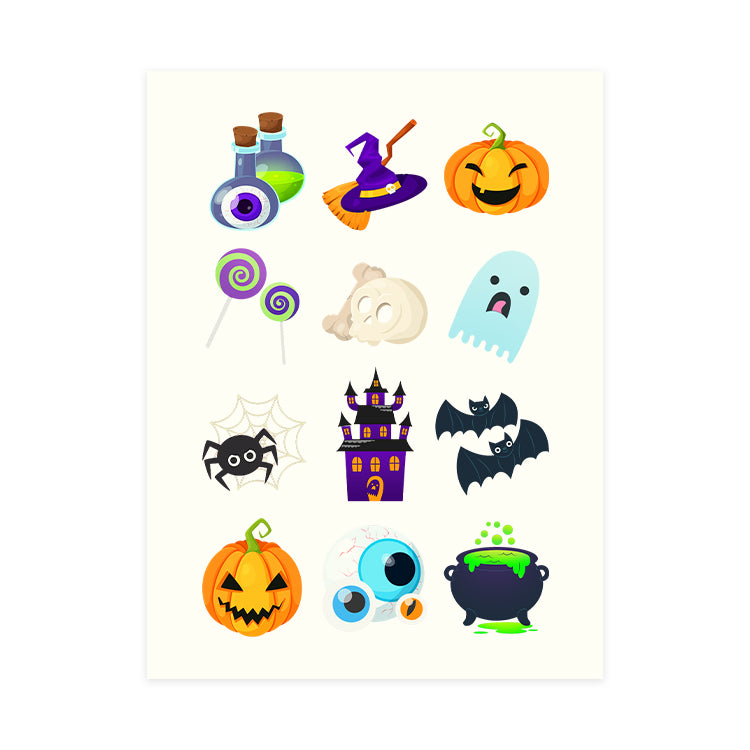 Halloween Tattoo Sheet (12 Tattoos)