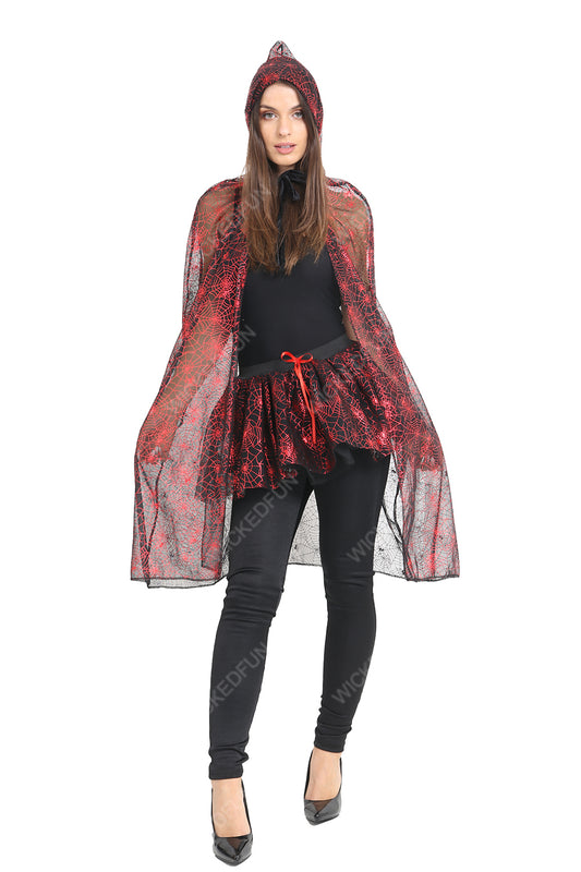 Adult Red Spider Hooded Cape