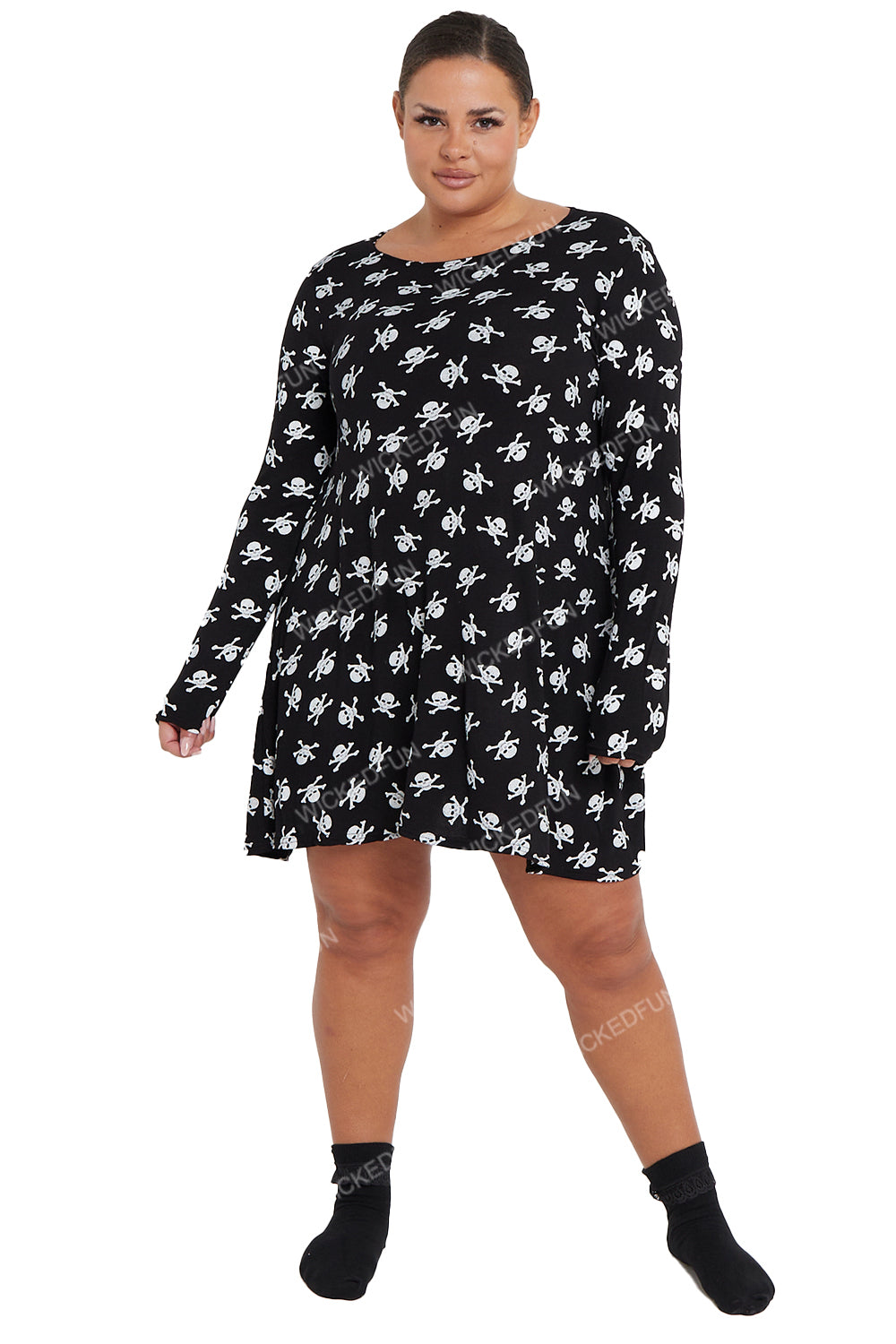 Adult Skull Printed Swing Dress Costume