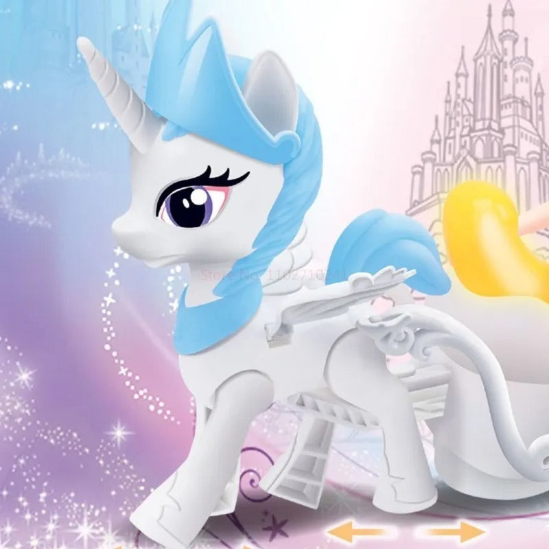 Light Up Princess & Unicorn Moon Carriage Toy with Sounds & Magical Movement