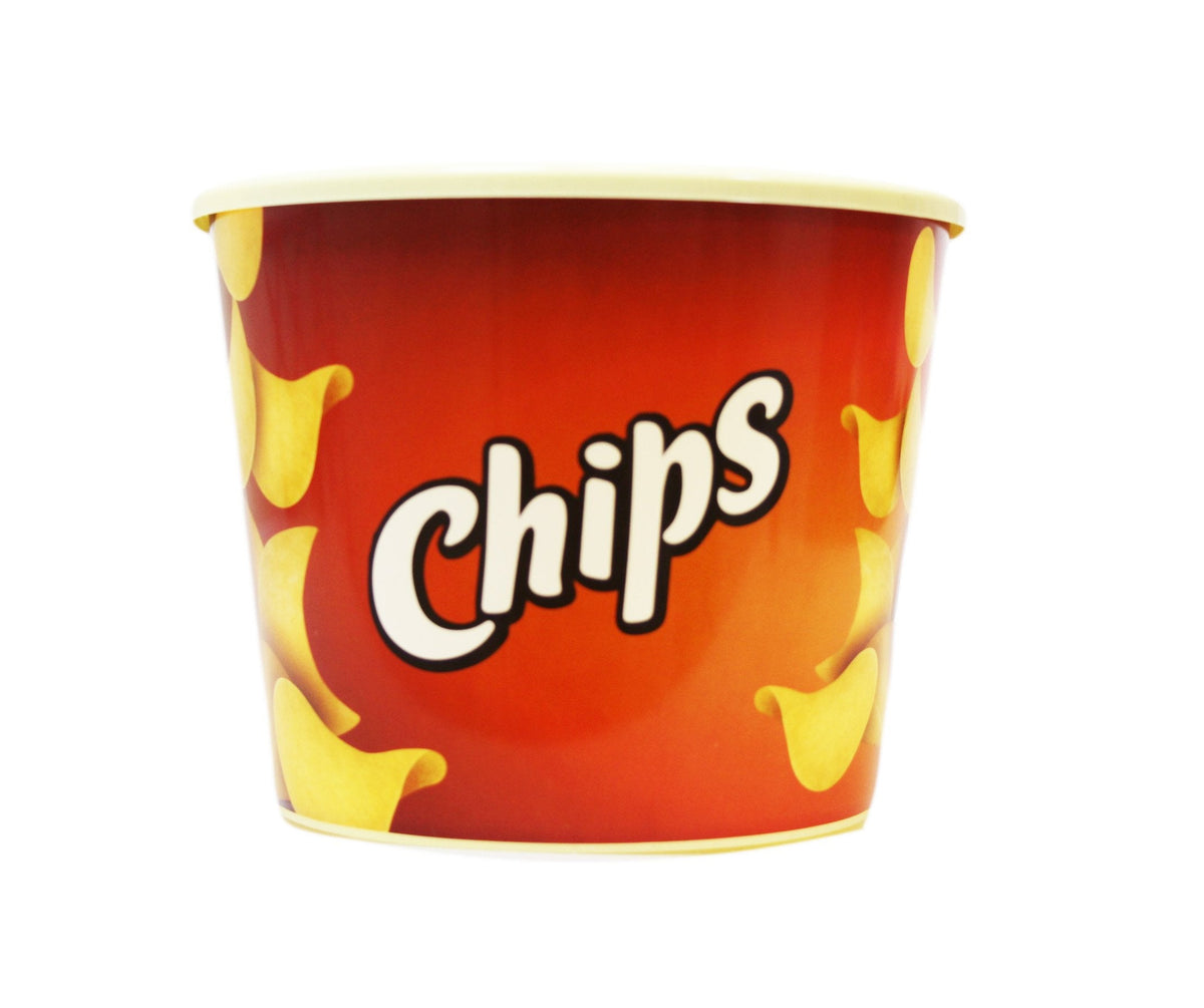 Traditional Red Popcorn Chips Bucket Plastic Home Movie Night Assorted Designs