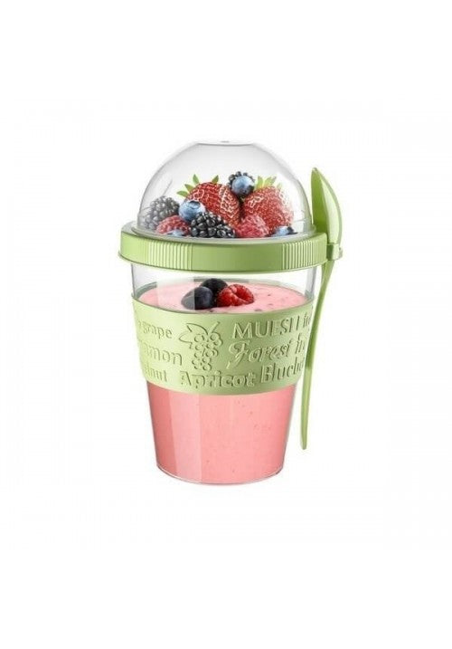 TTZ Plastic Take And Go Yoghurt Granola Cup with Dome Top 600ml Assorted Colours AP9199