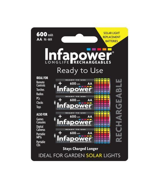 Infapower Ready to Use AA 600mAh 4 Pack Rechargeable Batteries B008