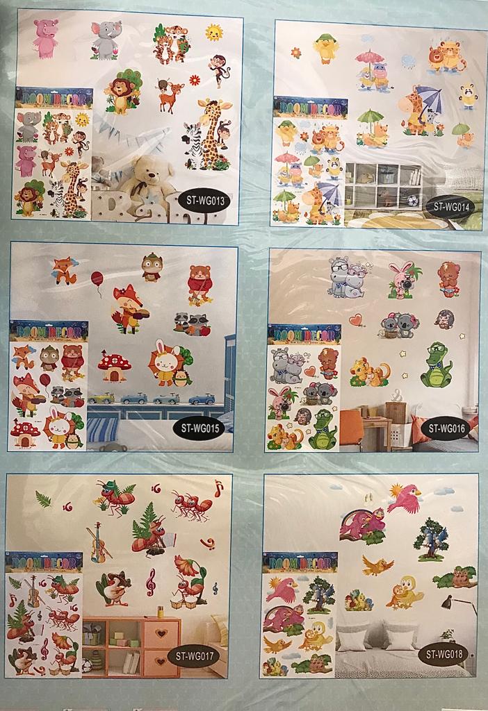 Room Decor 3D Effect Wall Stickers 60 x 35 cm Animal Designs Assorted Designs and Colours 7130