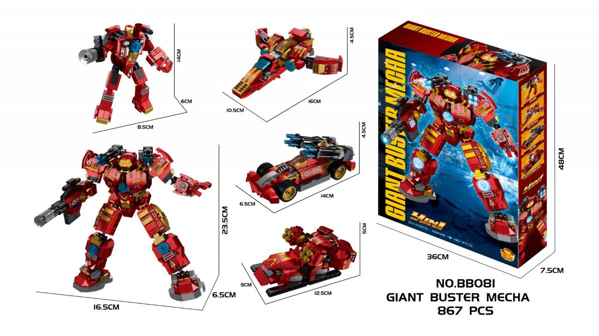 Giant Buster Mecha - 4 In 1 Building Block Set (867Pcs)