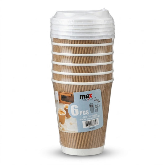 6Double Wall Paper Cups With Lids 12Oz
