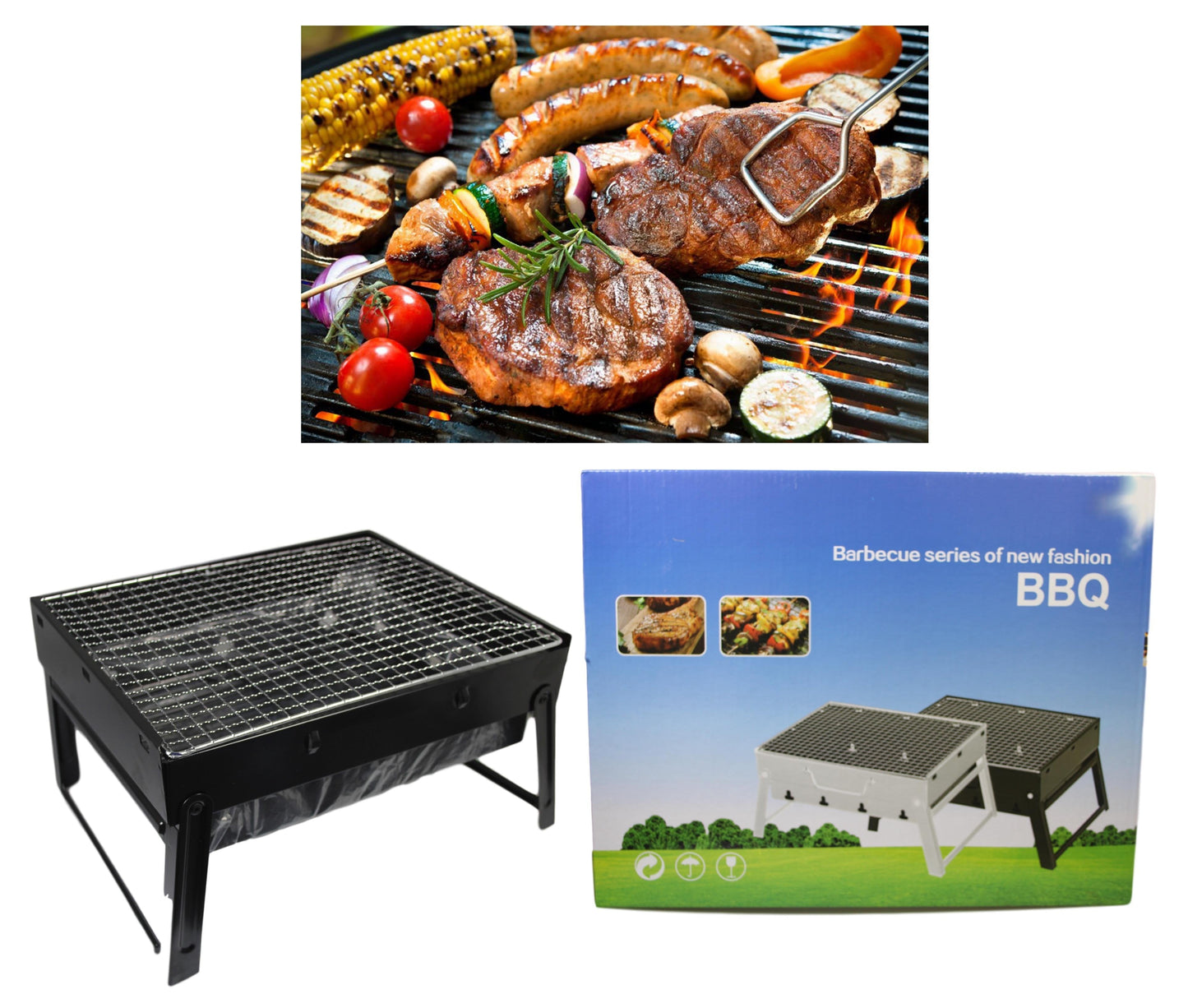 Metal BBQ Grill 35 x 27 x 20 cm 5213