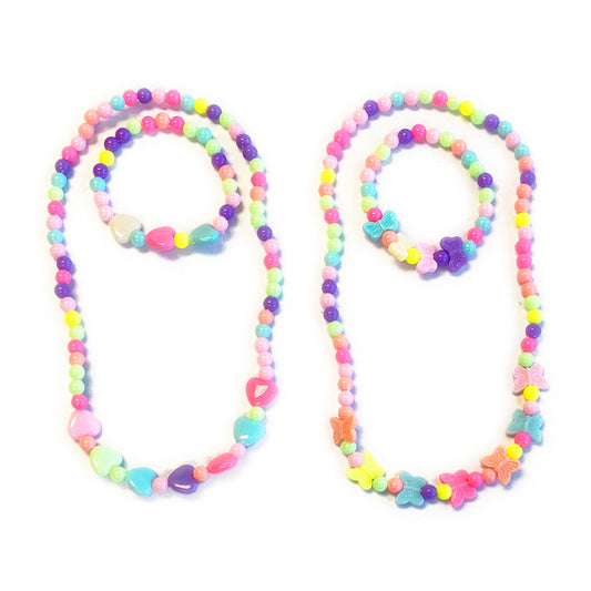 Pastel Bead Necklace And Bracelet Set