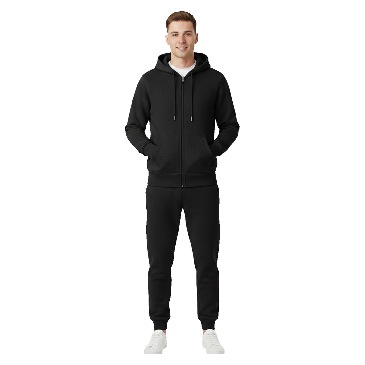 Men's 2 Piece Black Hoodie Tracksuit Set