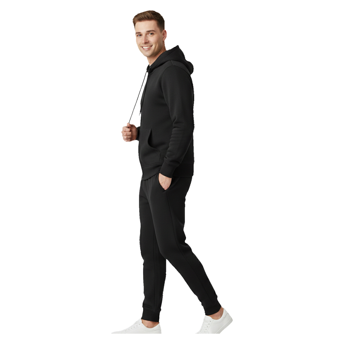 Men's 2 Piece Black Hoodie Tracksuit Set
