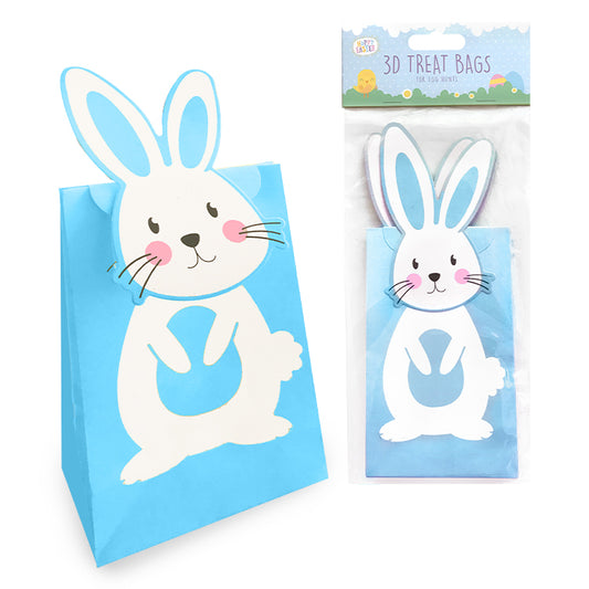 3D Easter Bunny Treat Bags x 6 ( Blue )