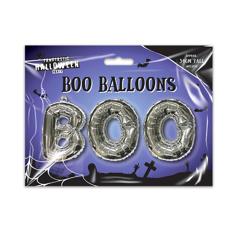Boo Balloon Banner Silver