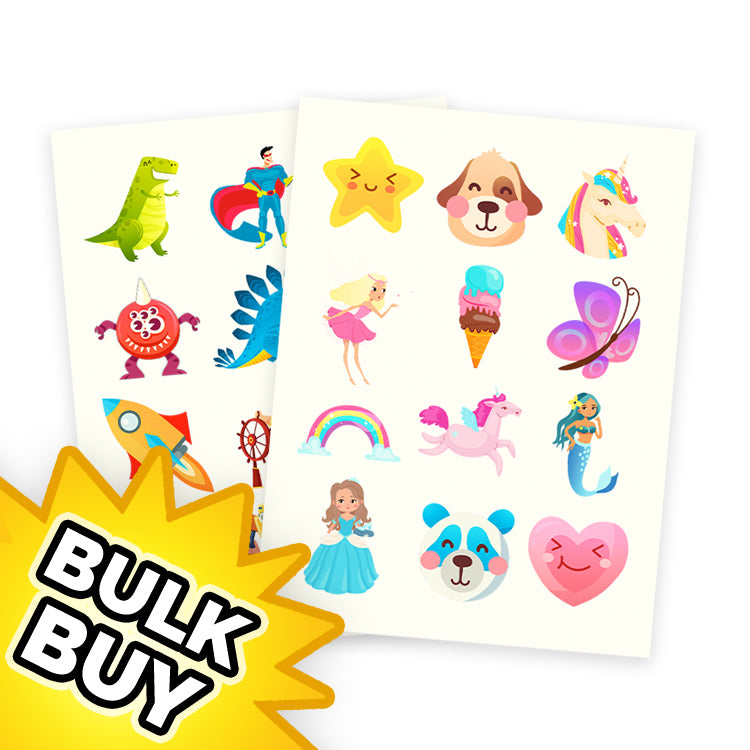 Boys/Girls A6 Size Tattoo Sheets x 72 ( BULK BUY )