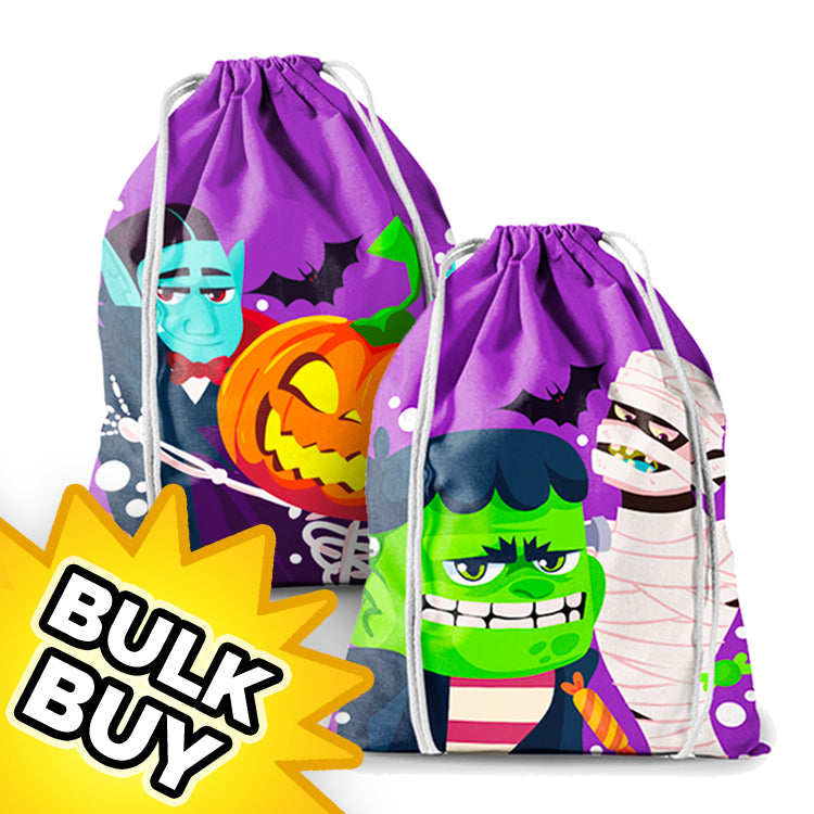 Halloween Trick Or Treat Drawstring Bags x 12 ( BULK BUY )
