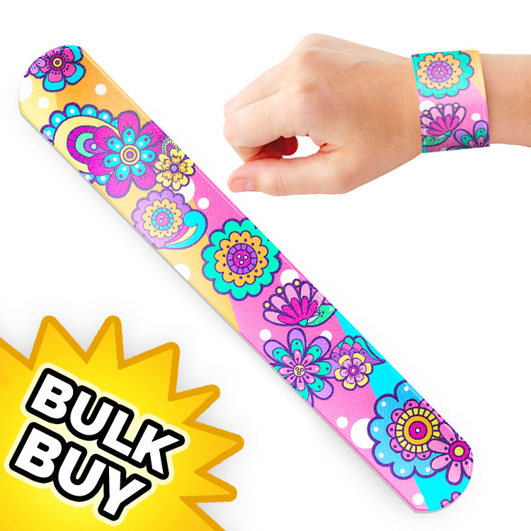 Groovy Flowers Fun Slap Bracelets x 96 ( BULK BUY )