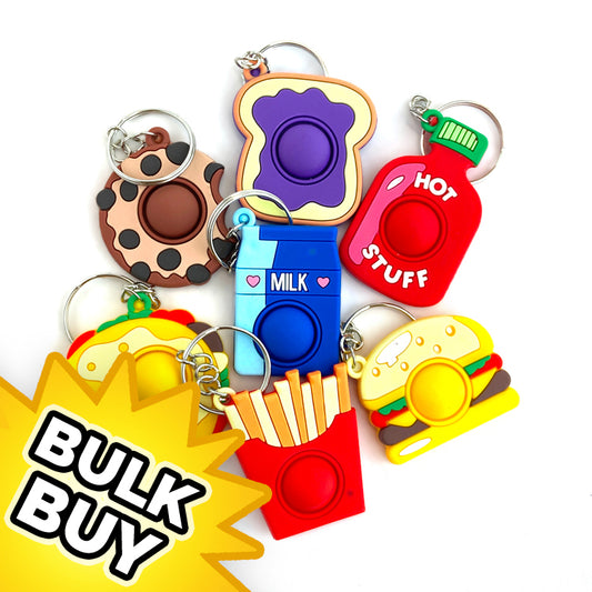 Foodie Poppit Fun Keyrings x 48 ( BULK BUY SPECIAL )