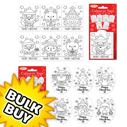 Xmas Colour In Tags Kits x 12 ( BULK BUY )