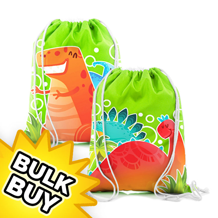 Dinosaur Mini Drawstring Bags x 12 ( BULK BUY )