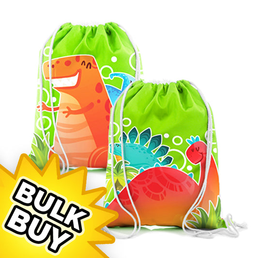 Dinosaur Mini Drawstring Bags x 12 ( BULK BUY )