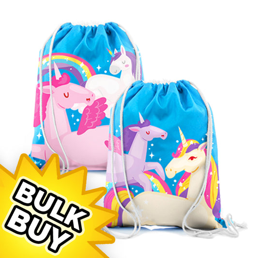 Unicorn Mini Drawstring Bags x 12 ( BULK BUY )