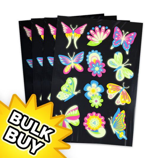 Butterflies Glow in the Dark Tattoo Sheets x24 (BULK BUY)