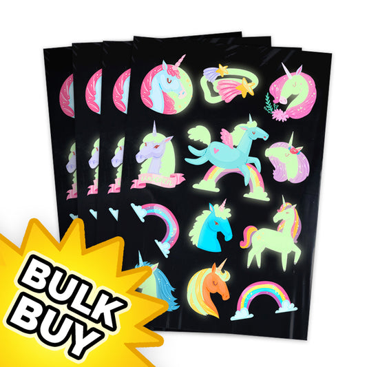 Unicorn Glow in the Dark Tattoo Sheets x24 (BULK BUY)