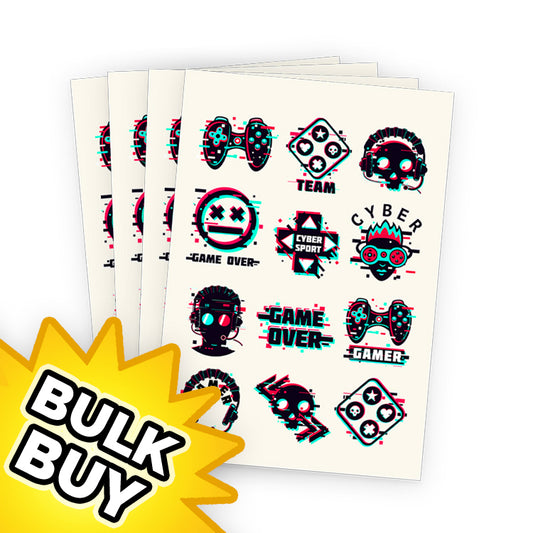 Gamer Tattoo Sheets x 48 ( BULK BUY SPECIAL )