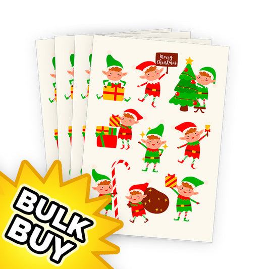 Christmas Elf Tattoo Sheets x 48 ( BULK BUY SPECIAL )