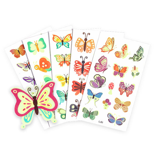 Butterflies Mini Glow In The Dark Tattoo Sheets x 5 ( LIMITED STOCK DEAL )