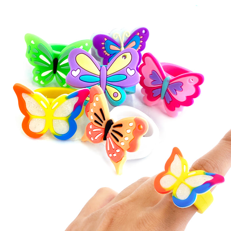 Butterfly Rings x 6