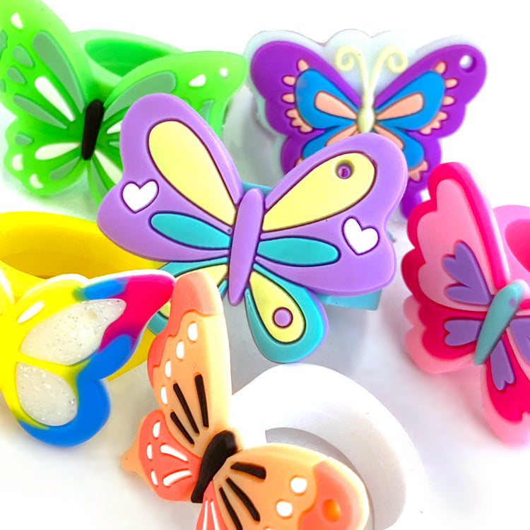 Butterfly Rings x 6