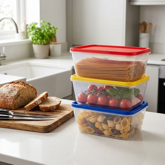 1000Ml Food Storage Containers With Lids, 8 – Piece Set, Rectangular, Colour – Coded, Stackable, Food – Safe Plastic